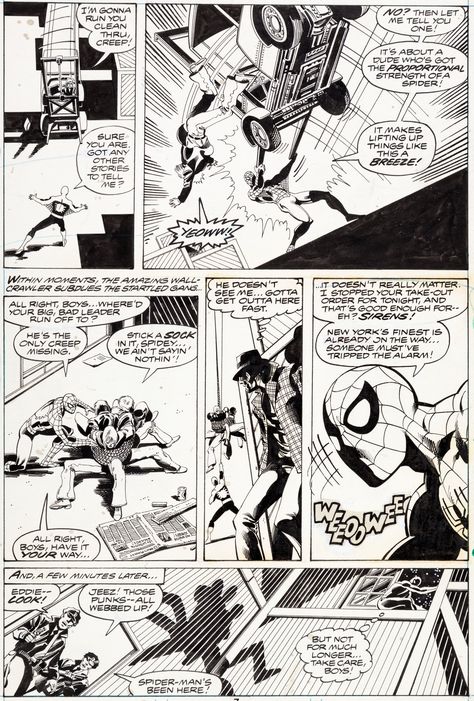 John Byrne and Terry Austin Amazing Spider-Man Annual 13 Page 7 | Lot #92039 | Heritage Auctions Spiderman Comic Books, Retro Comic Art, Spiderman Man, Black And White Spider, Black And White Comics, John Byrne, Comic Poster, Comic Book Panels, Comic Book Artwork