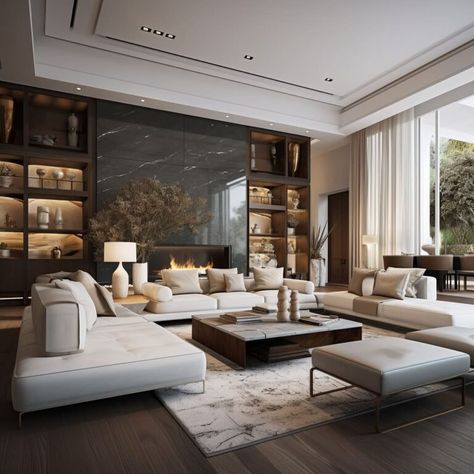 This Los Angeles style living room is a perfect example of contemporary design meeting comfort. Contemporary Luxury Interior, Mansions Interior, Luxury Mansions, Entrance Decoration, Interior Design Paint, Hello Future, Home Entrance, Rustic Home Design, Fancy Houses