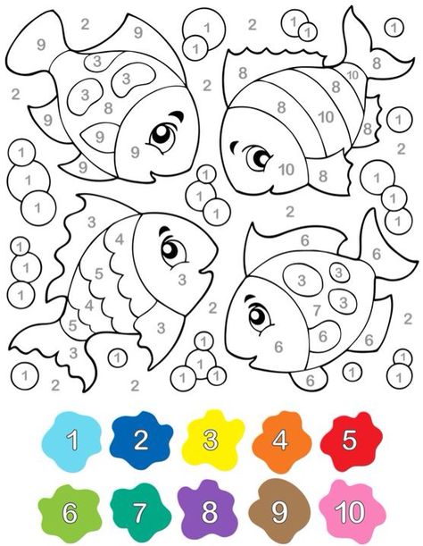 Vissen cijfers Oppgaver For Barn, Color By Number Printable, Thanksgiving Color, Math Coloring, Color By Numbers, Color By Number, Preschool Math, Math For Kids, Kindergarten Math