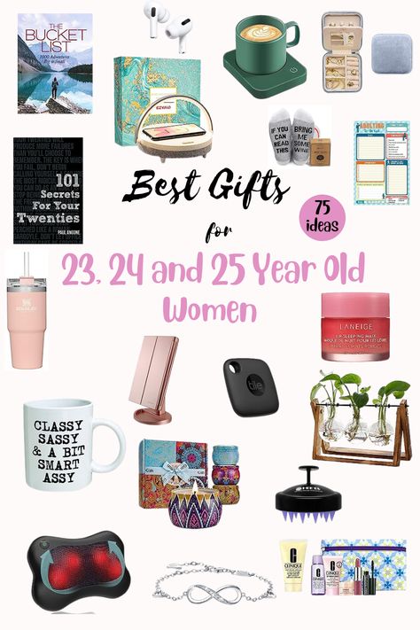 Looking for the perfect gifts for women in her 20s! 🎁✨ Explore our curated list of the best gift ideas for 23, 24, and 25-year-old women. From chic fashion finds to fascinating books to the relaxation gifts, make her special occasion or Christmas unforgettable. Celebrate her journey into adulthood with the perfect presents! 💃🛍️ #GiftsForHer #20sGiftIdeas #YoungAdults" Gifts For Women In 20s, Gift Ideas For Creative Women, Birthday Gifts For 26 Year Old Woman, 20 Th Birthday Gift Ideas, Gifts For 33 Year Old Women, 25 Gifts For 25th Birthday For Women, Birthday Gifts For 35 Year Old Women, Women Christmas Gifts Ideas, Young Adult Birthday Gifts