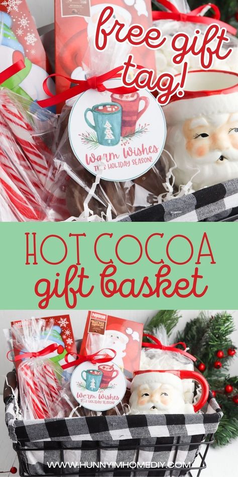 Hot Chocolate Gifts Basket, Hot Choc Gift Basket, Hot Coco Neighbor Gifts, Christmas Hot Chocolate Gift Basket, Family Hot Chocolate Gift Basket, Hot Cocoa Raffle Basket, Housekeeper Christmas Gift Ideas, Santa Mug Gift Ideas, Neighbor Christmas Gifts Hot Chocolate