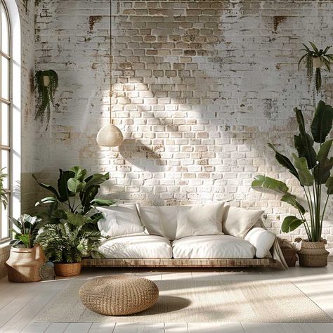 Transform Your Home with Painting Interior Brick Walls in Elegant White • 333+ Inspiring Lifestyle Ideas Painted Stone Walls Interior, Brick Wall Art Ideas, White Brick Loft, White Brick Interior Design, Painting Brick Walls Interior, Fake Brick Wall Living Room, White Brick Living Room Wall, Whitewash Brick Interior, Interior Painted Brick Wall