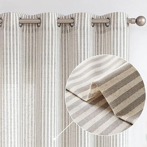 Amazon.com: Vangao Grey Stripe Linen Curtains 84 Inches Long Farmhouse Pinstripe Curtains Light Filtering Tickingstripe Printed on Beige Drapes for Living Room Bedroom Grommet Top 2 Panels : Home & Kitchen Pinstripe Curtains, Beige Drapes, Striped Curtains, Tier Curtains, Country Curtains, Drape Panel, Grey Curtains, Black Curtains, Gray Bedroom