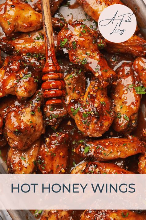 Spicy Honey Wing Sauce, Tasty Chicken Wings, Honey Hot Wings Sauce, Honey Spicy Chicken Wings, Spicy Honey Wings, Hot And Honey Wings, Honey Hot Wings Recipes, Spicy Honey Bbq Wings, Hot Honey Sauce Chicken Wings