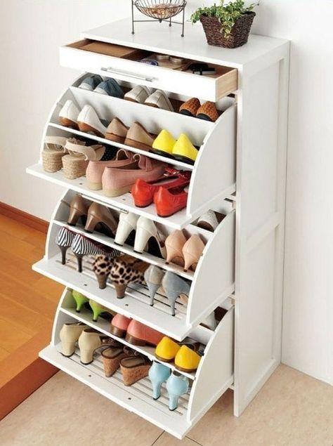 Cool shoe storage ideas to make your home prettier- CosmopolitanUK Shoe Drawers, Shoe Dresser, Hemnes Shoe Cabinet, Ikea Shoe, House Hacks, Smart Tiles, Small Closet, Linen Closet, Shoe Cabinet