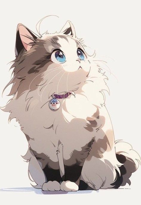 Anime Pets, Kawaii Cat Drawing, Cute Cat Drawing, Cute Kawaii Animals, Cat Clipart, Cute Animal Drawings Kawaii, 캐릭터 드로잉, Cute Animals Images, Anime Animals