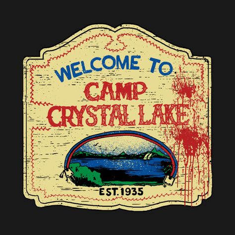 Camp Crystal Lake Sign, Friday The 13th Poster, Summer Camp Art, Lake Tattoo, Camp Crystal Lake, Horror Collection, Lake Signs, Handmade Sticker, Crystal Lake