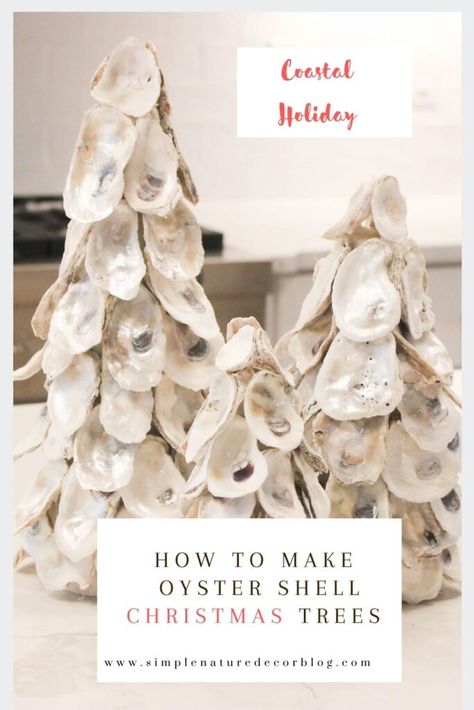 Oyster Shell Christmas Tree Tutorial In 4 easy steps. How To Make Oyster Shell Christmas Tree, Oyster Shell Christmas Trees, Oyster Tree Diy, Oyster Christmas Tree Diy, Oyster Shell Paintings On Canvas, Clam Shell Christmas Tree, Shell Christmas Wreath, Oyster Shell Wreaths, What To Make With Oyster Shells