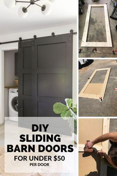 Diy Sliding Laundry Room Door, Bi Fold Door To Barn Door, Barn Doors Sliding Laundry, Diy Sliding Closet Doors How To Build, Sliding Door On Pantry, Door Ideas For Laundry Closet, Diy Room Door Ideas, Closet Farm Doors, Diy Double Sliding Doors