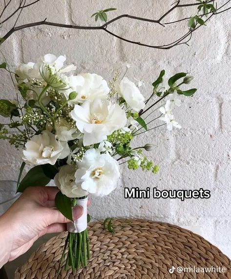 French Bridal Bouquet, Petite Bouquet Wedding, Micro Bouquet Wedding, Petite Bridesmaid Bouquet, Simple White Bridal Bouquet, Mini Bridesmaid Bouquet, Petite Bridal Bouquet, Philly Elopement, Mini Bridal Bouquet