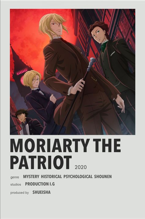 Printables Anime, Patriotic Posters, Moriarty The Patriot, Anime Suggestions, Film Posters Minimalist, Animes To Watch, Poster Anime, Anime Printables, Good Anime To Watch