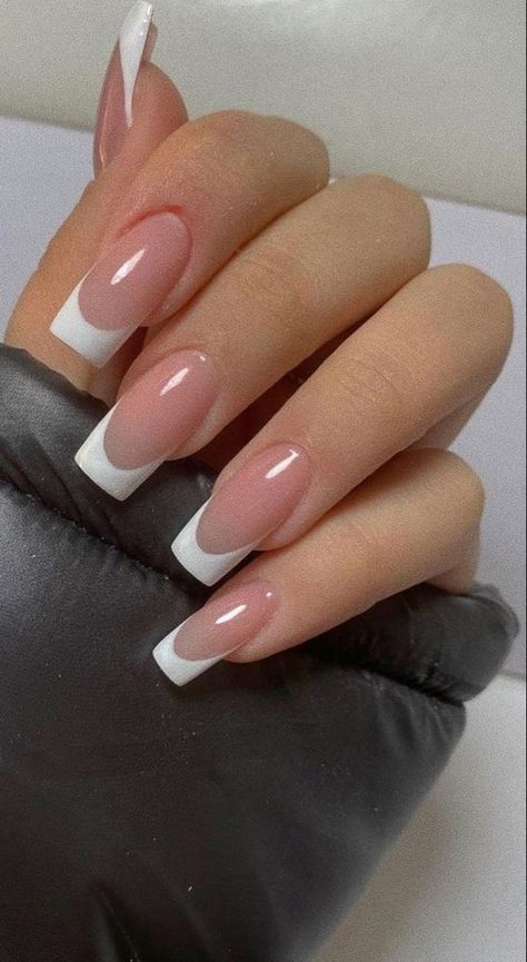 Pink Tip Nails, Nagellack Trends, French Manicure Nails, French Tip Acrylic Nails, Her Nails, French Acrylic Nails, Tip Nails, Nails French, Acrylic Nails Coffin Short