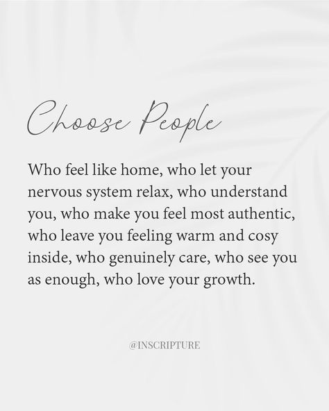 PEOPLE MAKE A DIFFERENCE // Surround yourself with positivity 🌟💖 The people you surround yourself with make all the difference. Prioritise the ones who relax you, keep you positive, uplift your spirit, and genuinely care for your growth. https://www.inscripture.com/ #peoplematter #homeiswheretheheartis #positivevibes #uplifteachother #cherishyourtribe #supportandgrow #gratitude #love #loss #grief #positivity #selfworth #mindfulness #selfacceptance #mentalhealth #healing #selflovejourney #s... Surround Yourself With Happy People, People Who Make You Feel Good, Healing People Quotes, Positive Self Growth Quotes, Surround Yourself With Positivity, Caring People Quotes, Who You Surround Yourself With Quotes, Genuine Quotes People, Be Careful Who You Surround Yourself With