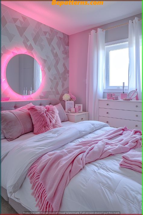 Gray Room With Pink Accent Wall, Gray And Pink Bedroom Ideas, Pink Gray And White Bedroom Room Ideas, Pink And Gray Bedroom, Bedroom Ideas For Small Rooms Cozy, Grey Bedroom Decor, Decor Ideas Bedroom, Luxury Room Bedroom, Pink Bedroom Decor