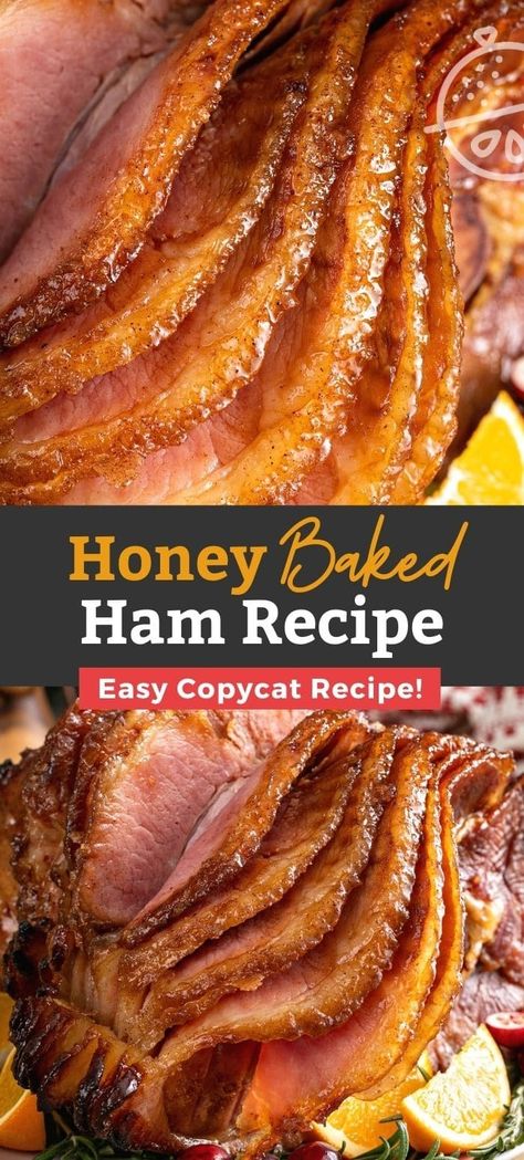 This copycat Honey Baked Ham recipe is insanely delicious and will definitely help you save money on your holiday meal. Juicy and tender spiral ham gets extra flavor with a caramelized and sticky layer of butter and sweet honey glaze. Oven, slow cooker and Instant pot directions provided. #lemonblossoms #honeybaked #ham #holidays #Christmas #Easter #Thanksgiving #crockpot #instantpot #baked Half Boneless Ham Recipes Ovens, How To Cook A Frozen Ham, Boneless Ham In Crock Pot, Pioneer Woman Baked Ham, Ham And Apples Recipe, Pre Cooked Ham Recipes Ovens, Crockpot Boneless Ham Recipes, Honeybaked Ham Recipe, Candied Ham Recipe