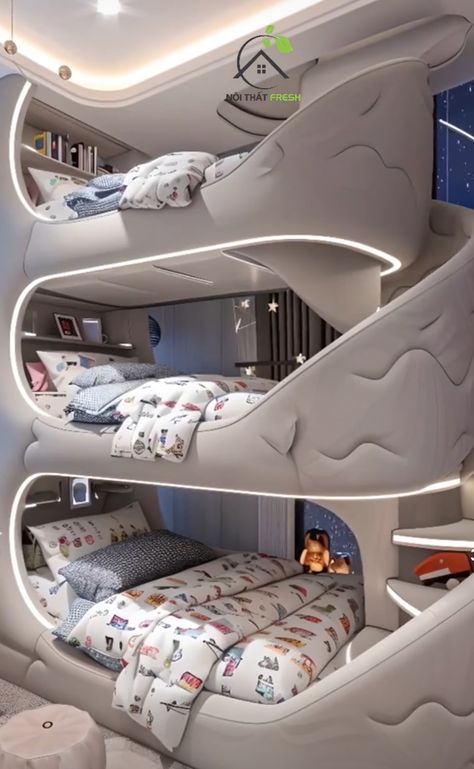 2 Bed 1 Room, Room Ideas Floating Bed, Cute Bed Ideas, Luxury Bunk Beds, Bedroom Needs, Smart Bedroom, Luxury Kids Bedroom, Amazing Bedroom Designs, Cool Room Designs