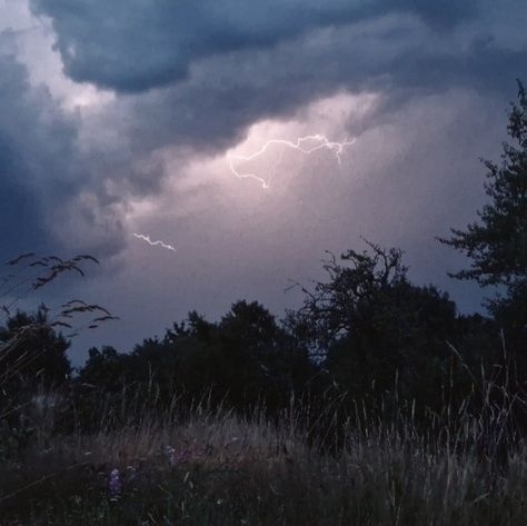 Lightning in blue storm clouds over a long grass field. Lightning Aesthetic, Pink Lightning, Album Aesthetic, Storm Chasing, Blue Lightning, Summer Storm, Phoebe Bridgers, Lightning Storm, Grass Field