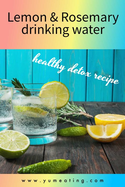 Refreshing drinking water made with lemon juice and water infused with rosemary. Perfect drink for summer’s day with ice cubes or everyday drinking water to keep you hydrated. Mocktail Party, Rosemary Water, Lemon Detox, Drink Syrups, Lemon Rosemary, Lemonade Drinks, Water Printing, Healthy Detox, Detox Your Body