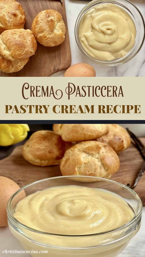 Pastry cream shouldn't be intimidating. Make this simple crema pasticcera recipe like the Italians do for countless desserts and pastries. Italian Pastry Cream Custard Filling, Pastry Creme Recipe, Italian Custard Cream, Cream Patisserie Recipe, Pastillage Recipe, Italian Pastry Recipes, Creme Patissiere Recipe, Pastry Cream Recipe Easy, Banana Pastry Cream