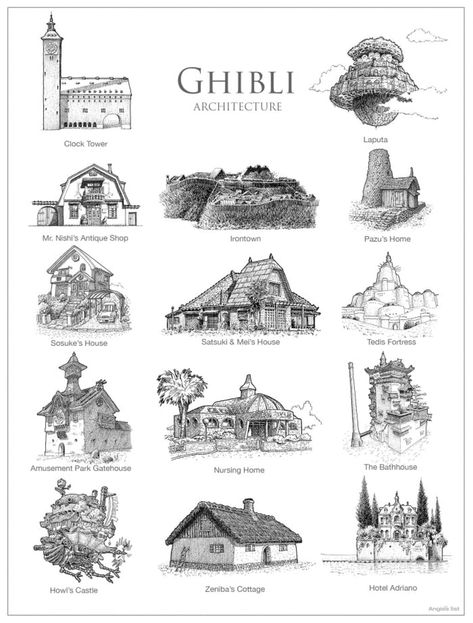 The architectural styles of Game of Thrones, Studio Ghibli and other popular fantasy | News | Archinect Ghibli Architecture, Architectural Sketching, Studio Ghibli Films, Art Studio Ghibli, 하울의 움직이는 성, Personajes Studio Ghibli, Ghibli Artwork, Dark Crystal, Studio Ghibli Movies