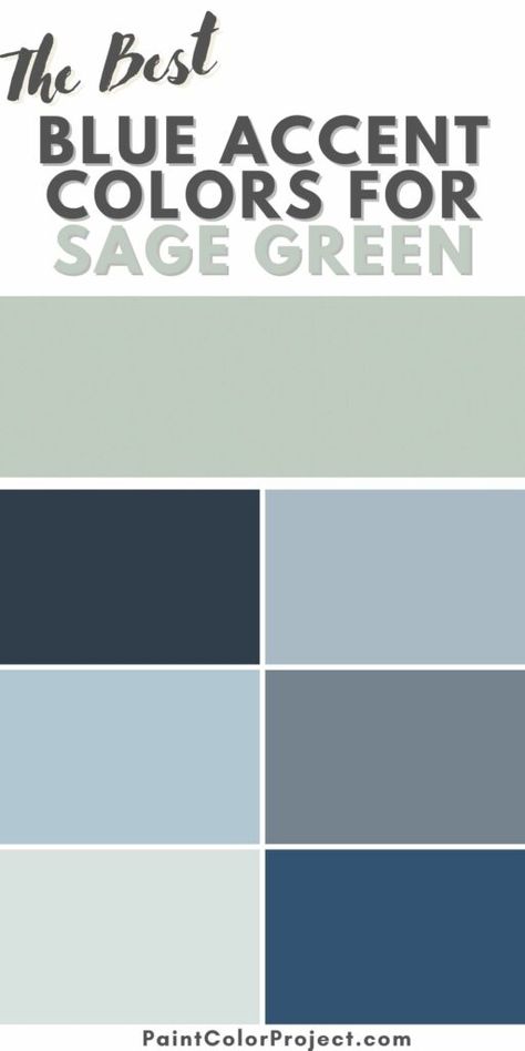 The best blue paint colors to pair with sage green walls Sage Green Walls With Blue Accents, Eucalyptus Palette Color Schemes, Sage Blue Nursery, Blue Green And Grey Bedroom, Green And Blue Paint Colors, Teal Wall Color Palette, Blue Green And Neutral Color Palette, Sage Green And Light Blue Living Room, Sage Green Bedroom Color Palette