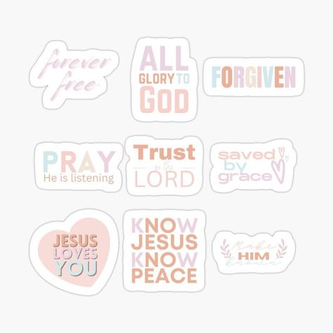 God Stickers Aesthetic, Cute Christian Stickers Aesthetic, Bible Stickers Aesthetic, Christian Laptop Stickers, Bible Study Stickers, Cute Christian Stickers, Christian Stickers Aesthetic, Christian Small Business, Christian Stickers Free Printable