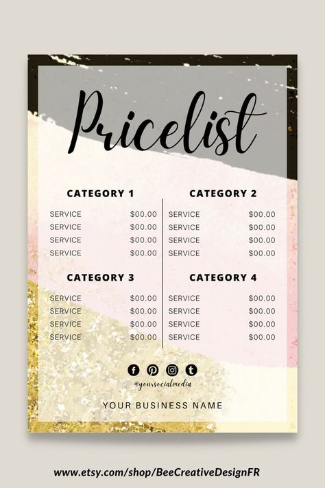 Pricelist Design Templates Free, Price List Nails, Nails Price List, Price List Sign, Nail Salon Price List, Corporate Colors, Nail Salon Prices, Price List Design, Salon Price List