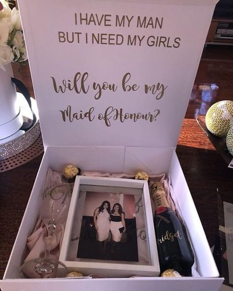 Bridesmaid Proposal Diy, Asking Bridesmaids, Bridesmaid Boxes, Bridesmaid Gift Boxes, Bridesmaid Box, Future Wedding Plans, Bridesmaid Proposal Box, Bridesmaid Proposal Gifts, Cute Wedding Ideas