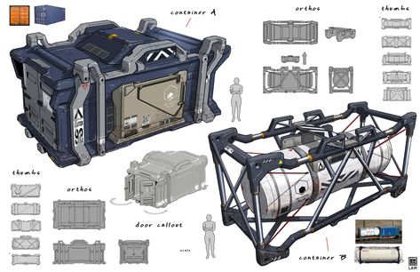 Sci Fi Container, Scifi Container, Sci Fi Props, Spaceship Interior, Props Concept, Sci Fi Design, Sci Fi Environment, Futuristic Art, Space Architecture