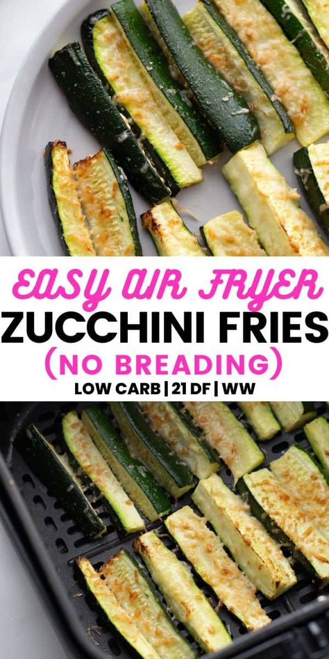 Air Fryer Zucchini - Confessions of a Fit Foodie R3 Dinner Recipes, Airfryer Recipes Zucchini, Courgette Fries Air Fryer, Keto Air Fryer Zucchini Fries, Healthy Air Fryer Zucchini Fries, Zuchinis Recipe Air Fryer Healthy, Grilled Zucchini In Air Fryer, Zucchini Wedges In Air Fryer, Cooking Zucchini In Air Fryer