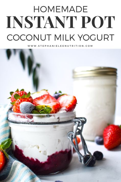 Coconut Yogurt Instant Pot, Stephanie Lee, Instant Pot Yogurt, Coconut Milk Yogurt, Vegan Yogurt, Yogurt Recipes, Coconut Yogurt, Instapot Recipes, Pressure Cooker Recipes