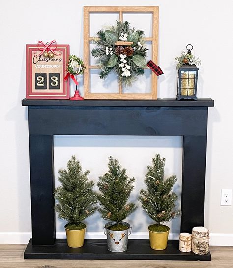 Diy Fireplace Mantle Photo Prop, Faux Mantel Shelf, Removable Fireplace Mantle, Renter Friendly Diy Faux Fireplace, Simple Faux Fireplace Diy, Diy Fake Mantle, Faux Mantle With Tv, How To Make A Faux Fireplace Mantel, Diy Fireplace Apartment Faux Mantle