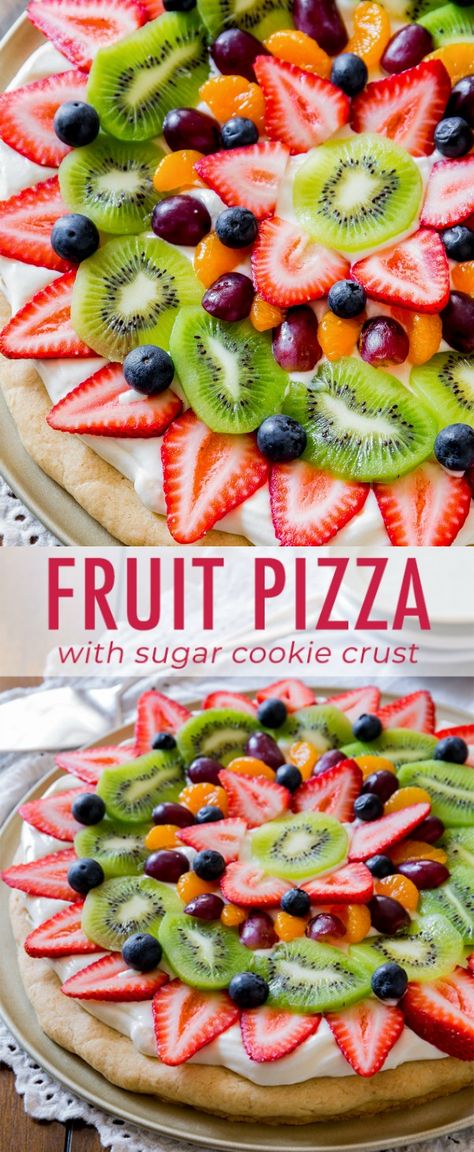 Dessert Pizza Recipe Fruit, Dessert Pizza Crust Recipe, How To Make A Fruit Pizza, Fruit Pizza With Yogurt, Fruit Pizza From Scratch, Fruit Pizza Sheet Pan, Easter Fruit Pizza Sugar Cookie, Fruit Pizza Charcuterie Board, Fruit Pizza Homemade Crust