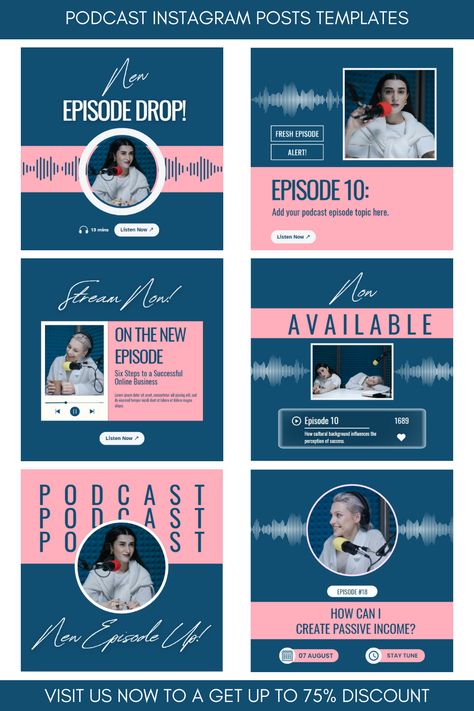 Create eye-catching new episode podcast post ideas for Instagram and social media using Canva's templates, fonts, and #New_Episode_Podcast #Podcast_Instagram_Post #Podcast_Social_Media #Podcast_Promotion New Episode Podcast, Podcast Instagram Post, Post Ideas For Instagram, Podcast Promotion, Podcast Template, Instagram Posts Template, Podcast Social Media, Podcast Instagram, Podcast Design