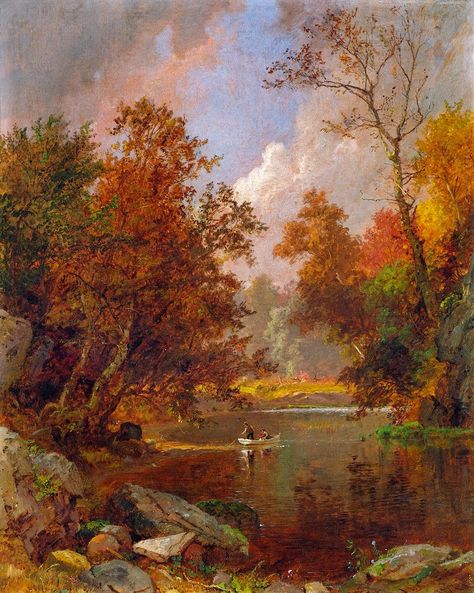 Autumn River, Colorful Landscape Paintings, Hudson River School, River Landscape, Autumn Painting, A4 Poster, Oil Painting Reproductions, Painting Wallpaper, Autumn Landscape