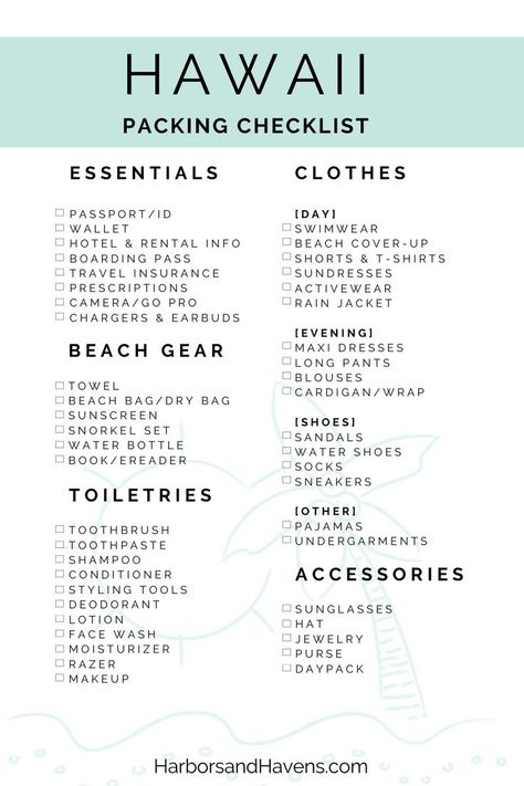 Hawaii Vacation Packing Outfit Ideas, Tropical Travel Packing List, Maui Hawaii Outfits What To Wear, 3 Weeks Packing List Summer, Hawaii Packing List For Men, Hawaiian Vacation Packing List, Tropical Trip Packing List, Shoes For Hawaii Vacation, Hawaii In February Packing