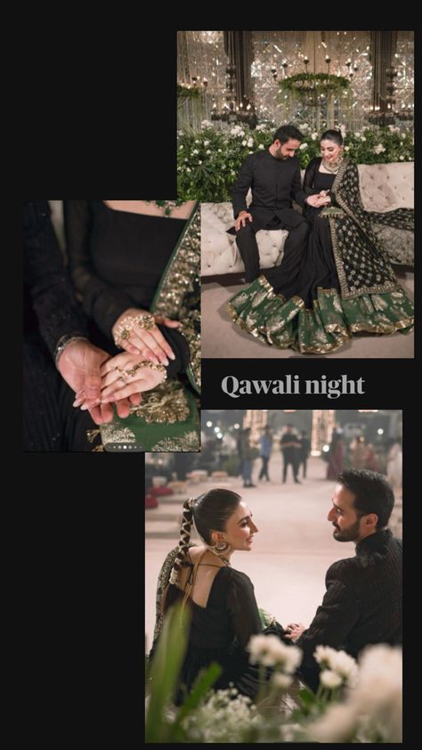 The aestheticly pleasing qawali decor, kickstarting their wedding celebrations in black. Qawali Night, Wedding Dress