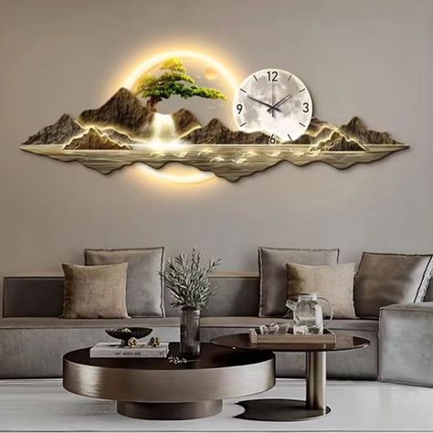 Wall Watch Design, Aesthetic Wall Clock, Bedrooms Aesthetic, Clocks Art, Wall Clock Luxury, Large Wall Clock Modern, Clock For Living Room, Modern Luxury Interior, Clock Ideas