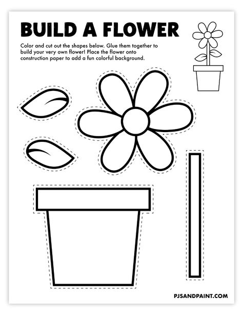 Spring Diy For Kids, Spring Arts And Crafts For Kindergarten, Build A Flower Preschool, Flowers Crafts For Kids Preschool, Spring Projects For Kindergarten, Flower Craft Preschoolers, Spring Flowers Crafts For Kids, Preschool April Crafts, Build A Flower Craft