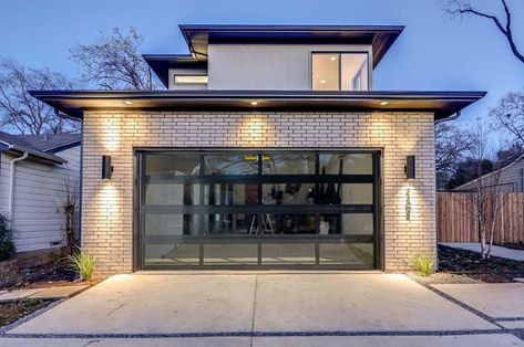 Clear Garage Doors, Modern Garage Door, Black Garage Door, Garage Door Lights, Black Garage Doors, Contemporary Garage Doors, Garage Storage Inspiration, Glass Garage, Garage Door Windows