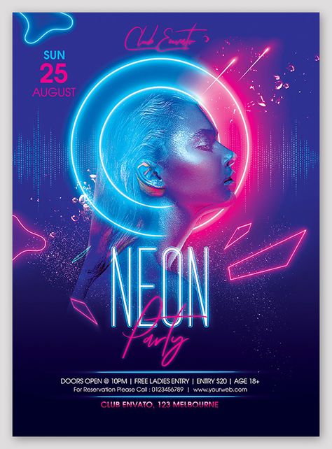 Neon Glow Party, Promo Flyer, Poster Book, Retro Posters, Gig Poster, Dj Party, Neon Design, Glow Party, Neon Party