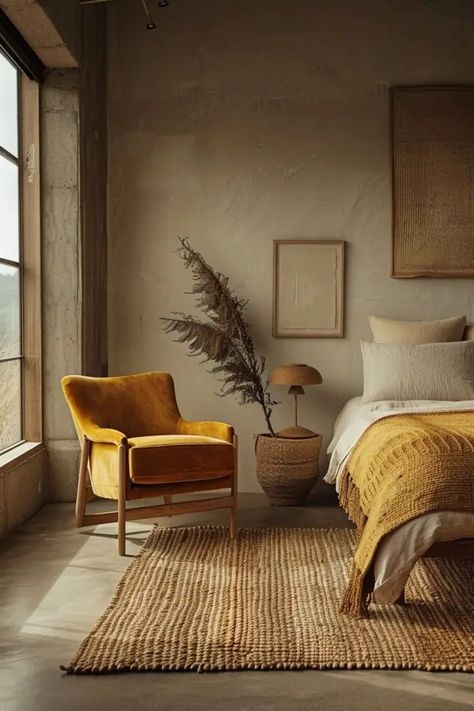 Top 5 Mustard Yellow Bedroom Ideas - Blog by Cavelights Yellow Bedding Ideas, Mustard Yellow Bedroom Ideas, Mustard Yellow Bedroom, Ochre Bedroom, Yellow Bedroom Paint, Mustard Bedroom, Vibrant Bedroom, Mustard Yellow Bedrooms, Yellow Bedroom Ideas