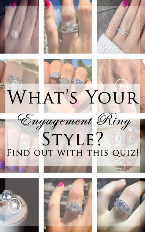 Find your dream engagement ring with our style quiz! What Engagement Ring Is Right For Me Quiz, What Engagement Ring Is Right For Me, Types Of Engagement Rings Style Chart, Engagement Rings Styles Guide, Engagement Rings For Fat Fingers, Engagement Rings Types, Different Types Of Engagement Rings, Types Of Engagement Rings Style, Types Of Engagement Rings