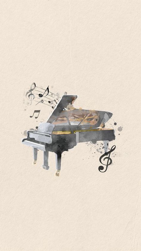 Watercolor grand piano mobile wallpaper. Remixed by rawpixel. | premium image by rawpixel.com / Adjima Piano Pictures Art, Piano Phone Wallpaper, Piano Notes Aesthetic, Classical Music Aesthetic Wallpaper, Music Related Wallpapers, Piano Wallpaper Iphone, Music Aesthetic Piano, Piano Illustration Art, Classical Music Wallpaper