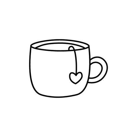 6,000+ Teacup Drawing Illustrations, Royalty-Free Vector Graphics & Clip Art - iStock Tea Cup Doodle Drawings, Simple Tea Cup Drawing, Tea Pot Drawing Simple, Cup Of Tea Doodle, Cute Cup Drawing, Cute Clip Art Drawings, Cartoon Tea Cup, Drawing Tea Cup, Coffee Cup Line Drawing