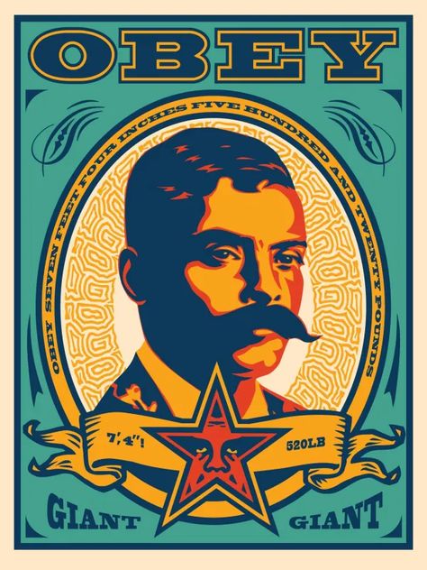 ZAPATA (TEAL) 2020 - Obey Giant Shepard Fairey Art, Shepard Fairey Obey, James Ensor, Moving To San Diego, Seni Pop, Obey Art, Arte Punk, Urban Street Art, Shepard Fairey