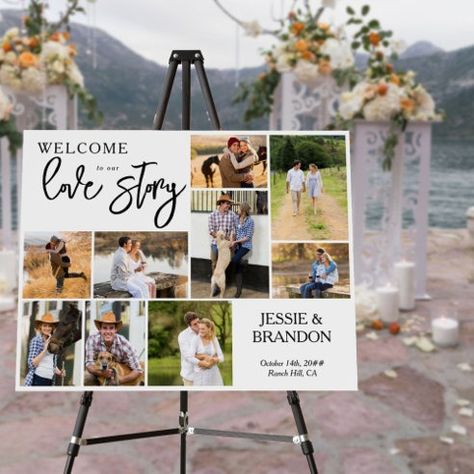 Photo Boards - Personalized Weddings | Zazzle Welcome To Our Love Story, Wedding Foam Board, Wedding Entrance Sign, Wedding Photo Collage, Wedding Photo Display, Welcome Photos, Wedding Collage, Wedding Welcome Board, Our Love Story