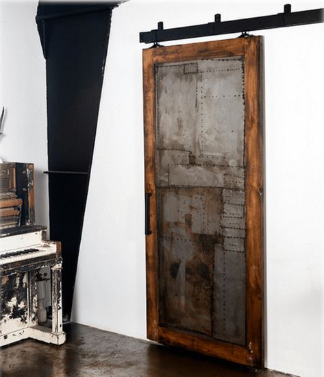 Scrap Metal Barn door houzz Pintu Interior, Industrial Door, Steampunk House, Rustic Window, Metal Barn, Steampunk Decor, Doors And Hardware, Sliding Barn Door Hardware, Old Door