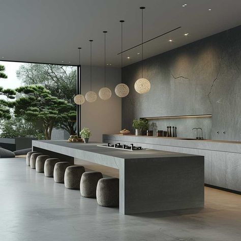 Explore Japanese Minimalist Nice Kitchen Designs for Streamlined Elegance • 333+ Art Images Kitchen Single Wall With Island, High Rise Kitchen, Dream Modern Kitchen, Japanese Minimalist Kitchen, Minimalist Island Kitchen, Modern Minimal Kitchen Design, Morden Kitchen Ideas, House Lighting Ideas Interior, Kitchen Ideas Minimalist