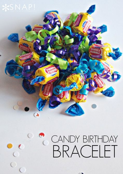 Candy Birthday Bracelet Cheer Bracelets Diy, Cheer Birthday Party, Lei Ideas, Candy Bracelets, Candy Lei, Candy Birthday, Shopkins Birthday, Candy Bouquets, Candy Bracelet